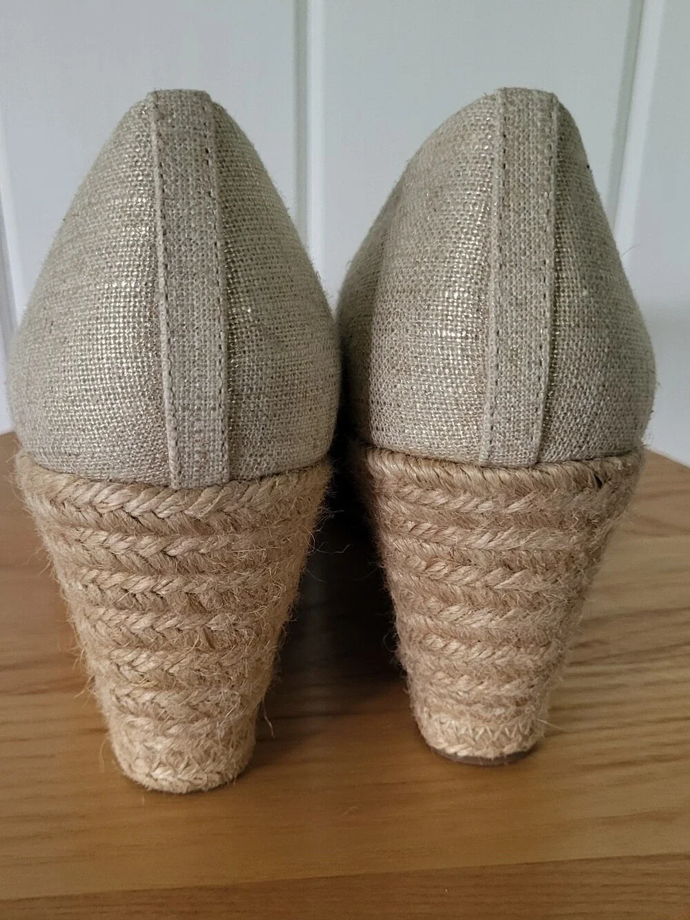 J Crew Cream Canvas Espadrille Jute Wedges